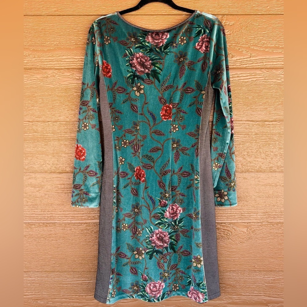 Aldomartins Anthropologie Spring Floral Velvet Long Sleeve Dress -Sz M - Picture 3 of 4